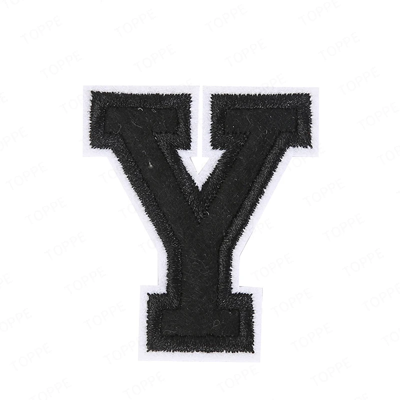 Black White Letters Embroidery Patches Applique Diy Alphabet Iron on Patches For Clothing Sewing Name Patches on Clothes Bags