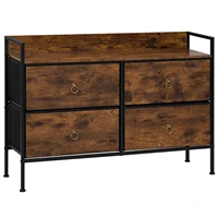 Комод WOLTU, 4 тканевых ящика, шкаф для хранения, сервант для спальни, гостиной, винтажный коричневый комод — изображение 3