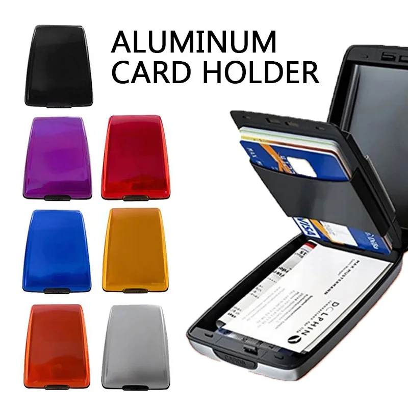 Aluminum Metal Anti-Scan Credit Blocking Wallet Business Card Protection Holder Case Purses Aluminum Credit Card Case