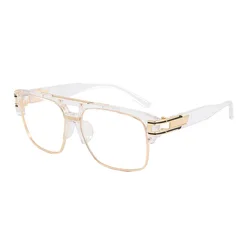 Vintage Luxury Square Retro Fashion Sunglasses for Men - UV400 Protection (Full Transparent)