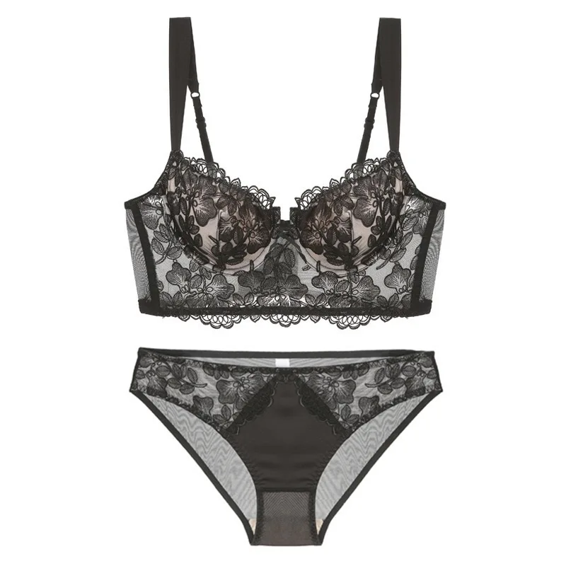 

Sexy French Back Bra Set for Women, Embroidered Lace Gathering Bra, Vest Style, Summer and Autumn