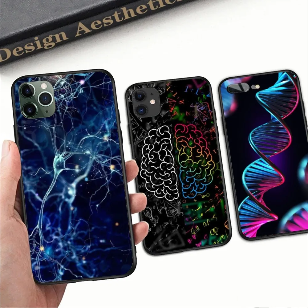 Custodia Per Cellulare Dna Brain Neuron Per Iphone 15 14 13 12 11 Xs X 8 7 6 Plus Mini Pro Max Se 2022 Cover Morbida Nera Per Telefono Funda