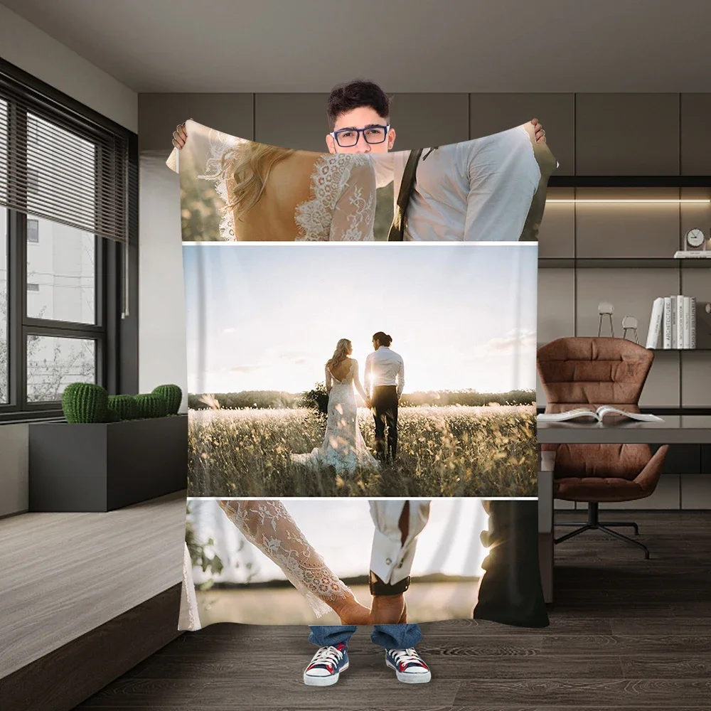Your Picture Blanket Cover Coral Fleece Plush Customized DIY Print on Demand Dropshipping Warm Throw Blankets for Bed Bedspread 2