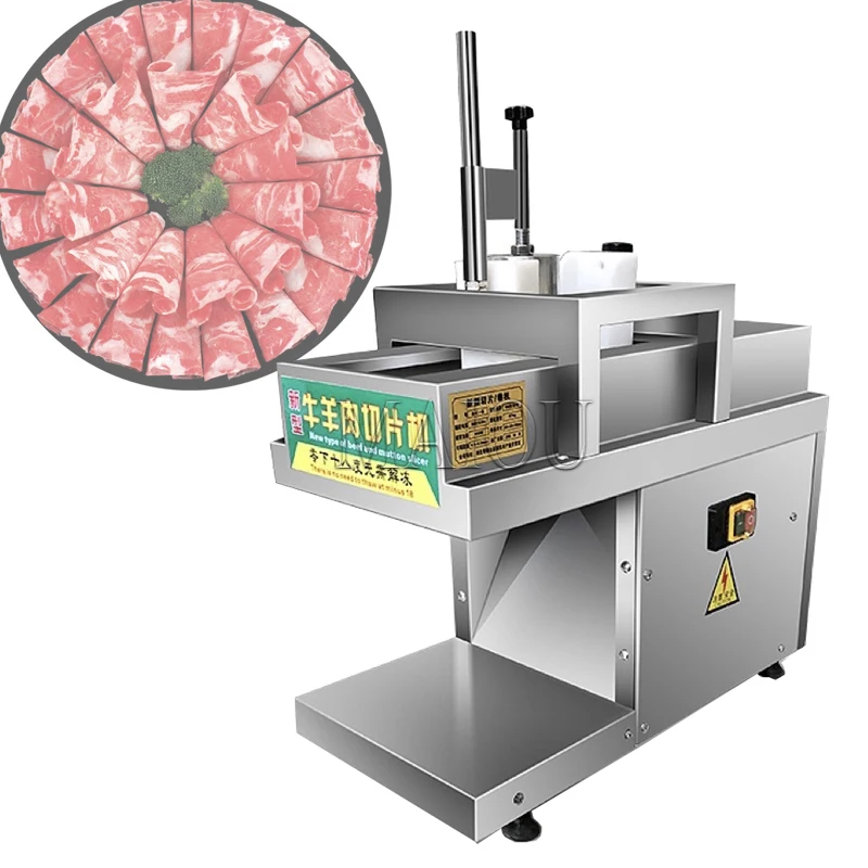 

High quality stainless steel full automatic frozen beef meat slicer Frozen Pork Belly Meat Slicer Mutton Roll Slicing Machine