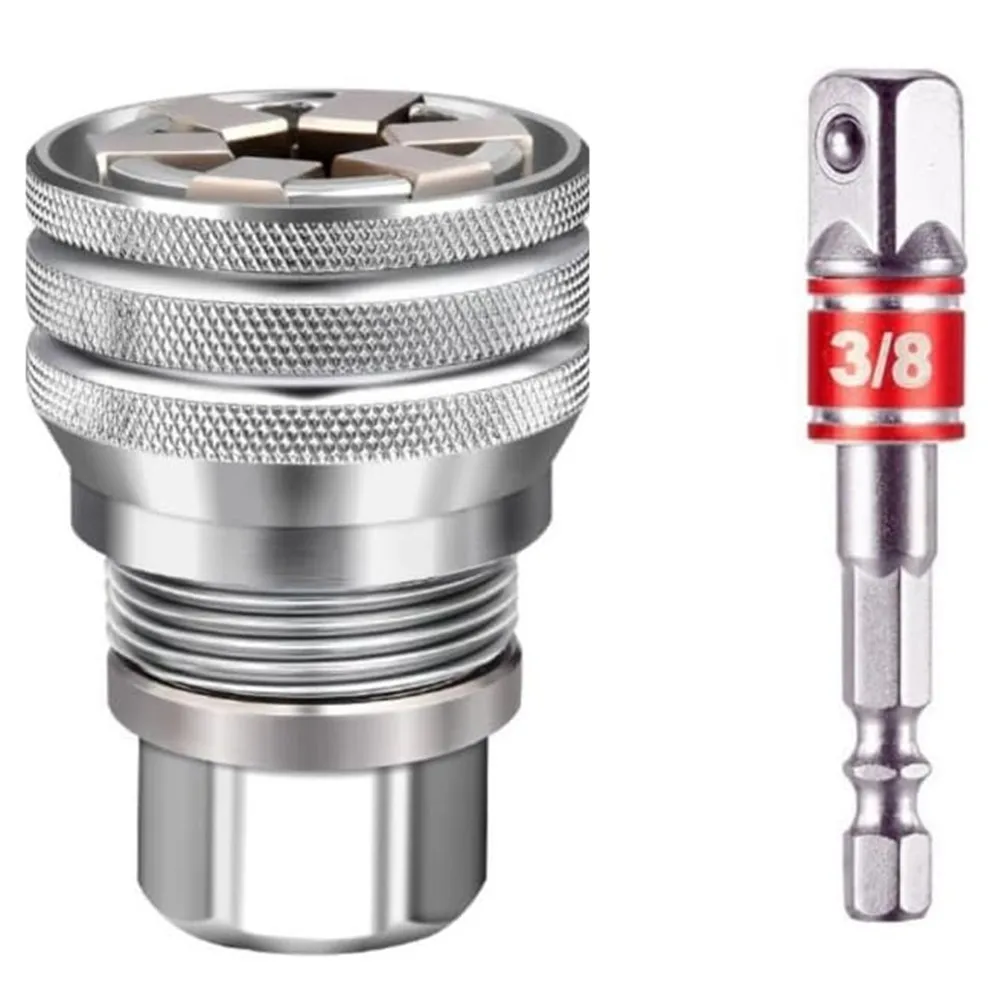 1/2-teiliges Verstellbares Steckschlüssel-Set 3/8-Zoll-Antrieb Multifunktions-Sechskantschlüssel-Adapter-Kit Schlagfester 10-19mm Steckschlüsseladapter