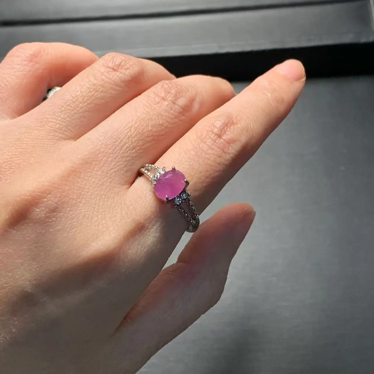 8*6 MM Natural Ruby Ring Adjustable Female Classic Ring Jewelry for Women Gift Wholesale High Quality Vintage Fine