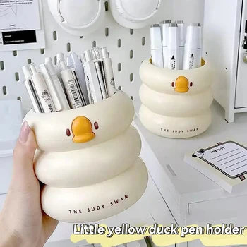 Kawaii Round Pen Holder Cute Cartoon Pencil Stand Desktop Large Capacity Storage Pen Holder School Student Stationery Supplies 1