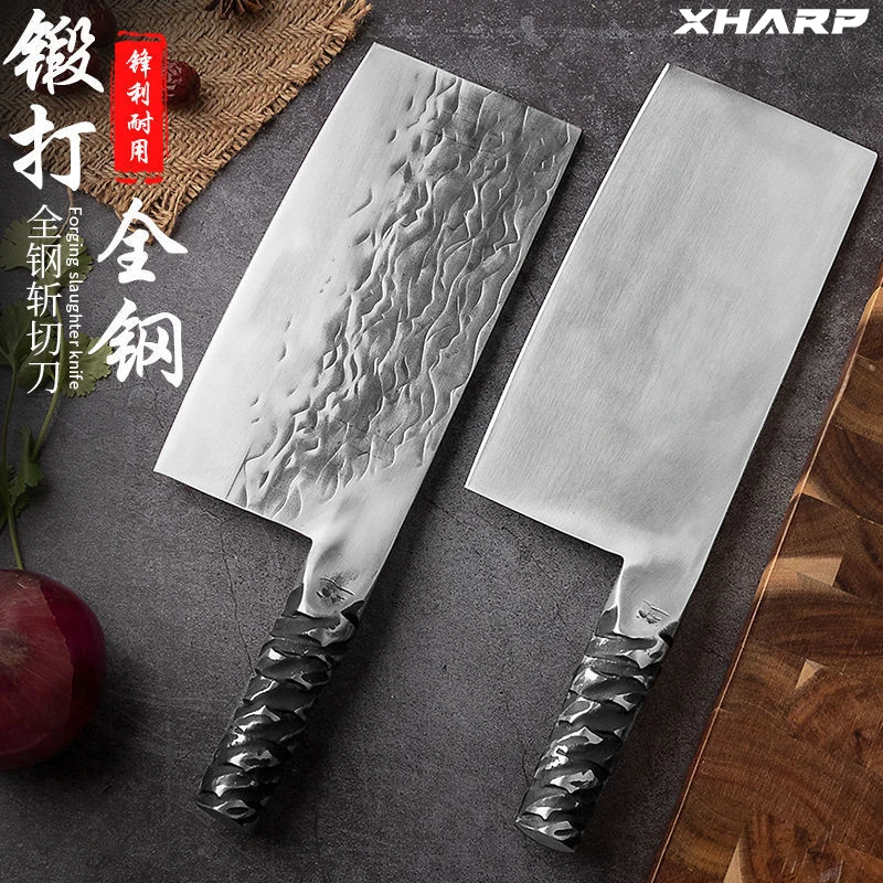 

Razor Sharp Hammer Forged Cleaver Handmade Knife 50Cr15mov Forged Chinese Kitchen Knife High Hardness Chopping Slicing Knives