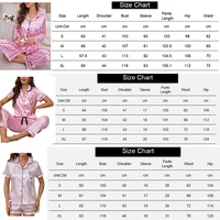 Women Stripe Print Satin Pajama Victoria Autumn Long Sleeve Buttons Lapel Tops & Pants Sleepwear Comfort Relaxed Fit Nightwear - Image 6