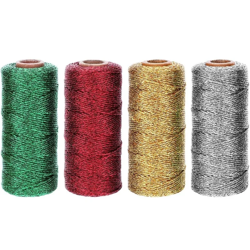 Metallic bakers twine string 1mm 100 meters for DIY crafts packing materials decorative wrapping gold silver cords thread