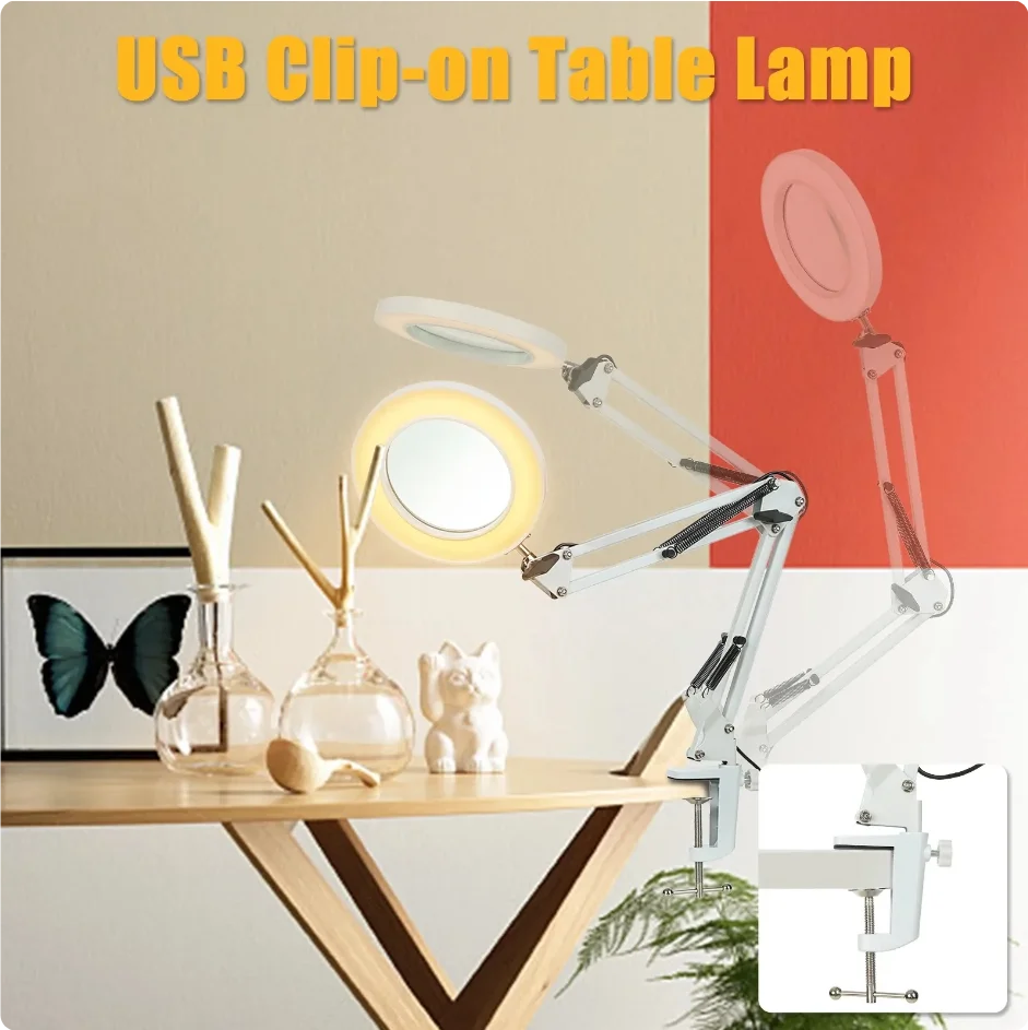 72LED 10X Illuminated Magnifier USB 3 Colors LED Magnifying Glass for Soldering Iron Repair/Skincare Beauty/Table Light tool magnifying glass soldering magnifier soldering repair magnifier magnifying glass lamp