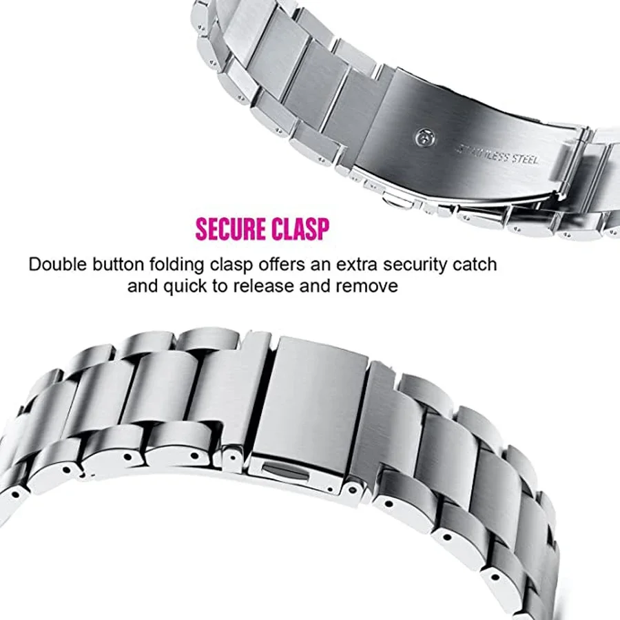 Universal Metal Smartwatch Strap - Adjustable 22/20/18mm Watchband Bracelet