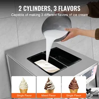 Machine à crème glacée commerciale SIHAO, machine à crème glacée molle, 20-28 L/h, machine à crème glacée 3 saveurs pour restaurants et bars 6