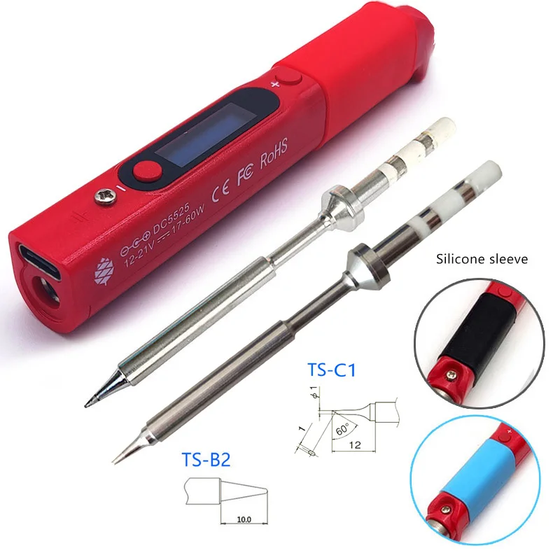 Pine64 Intelligent Constant Temperature Type-C DC5525 Portable Electric Mini Smart Soldering Iron Pinecil B2 BC2 KU C1 Tip hot stapler plastic repair Welding Equipment