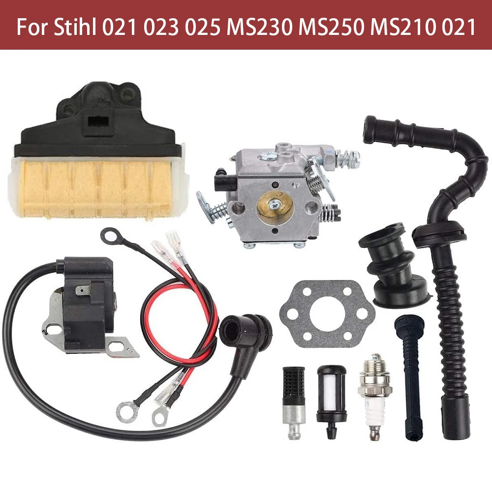 Carburetor Ignition Coil Spark Plug Kit For Stihl 021 023 025 MS230