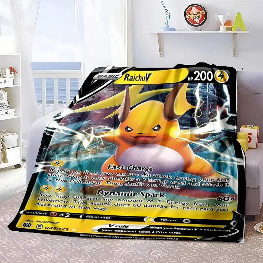 Pokemon Anime Card Blanket Cute Flannel Fluffy Throw Camping Blankets for Children Sofa Throw Thin Picnic Blanket Fashion Gifts 5