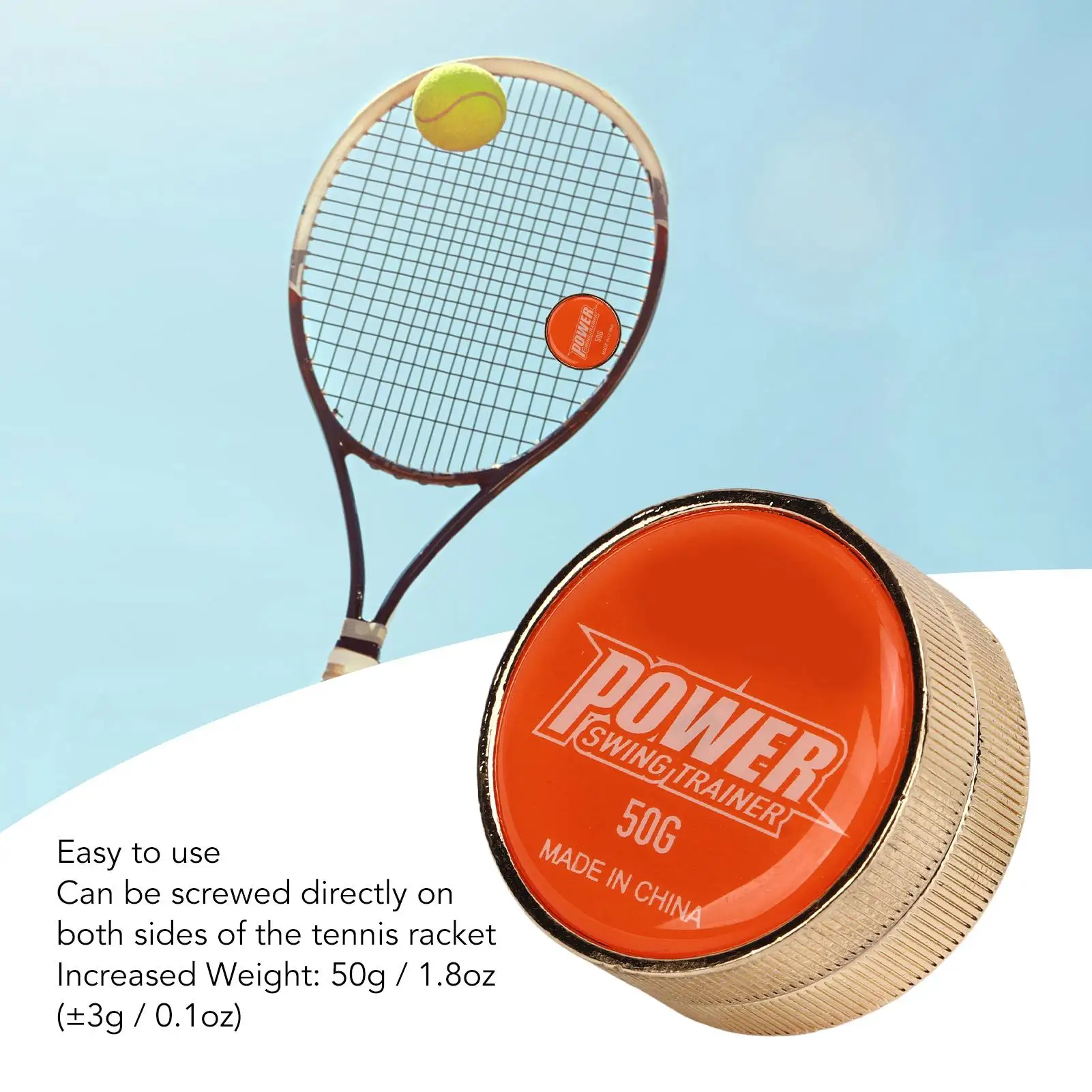 POWERTI Swing Weight Training Aid for Tennis Rackets - Improve Your Game with Added Weight