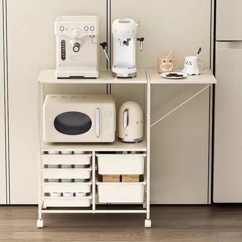 Carrello per isola cucina con 6 cassetti, credenza con rotelle, carrello per cassetti per sala da pranzo con mobili da cucina da tavolo estesi