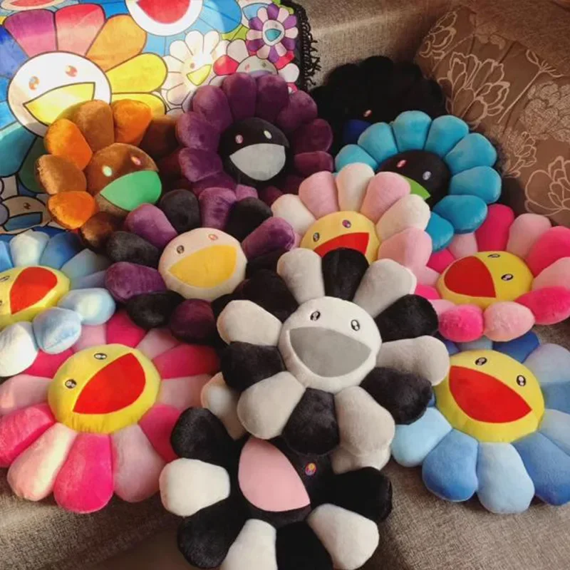 60/40cm Sunflower Pillow Japan Rainbow Daisy Flower Plush Baby Kids Floor Play Mat Seat Cushion Sofa Home Car Decor With Label 2
