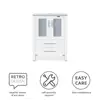 White Stand Cabinet Bathroom Vanity Sink Combo with Blue Boat Glass Vessel Sink & Water-Save Faucet Spacious Storage 5
