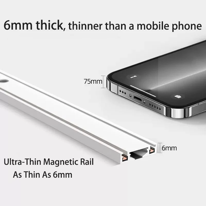 Ultra Slim Magnetic Track Light 6mm Surface Mounted Ceiling Rail Home Flood Grille Spot DC48V Modern LED Lamp Black White 2