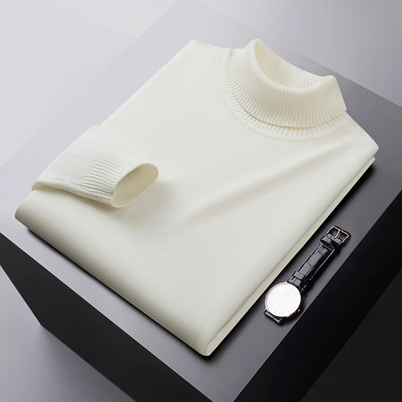 Winter thermal turtleneck sweater men's elastic cold-resistant clothes fashionable simple casual pure color all-matching sweater 3