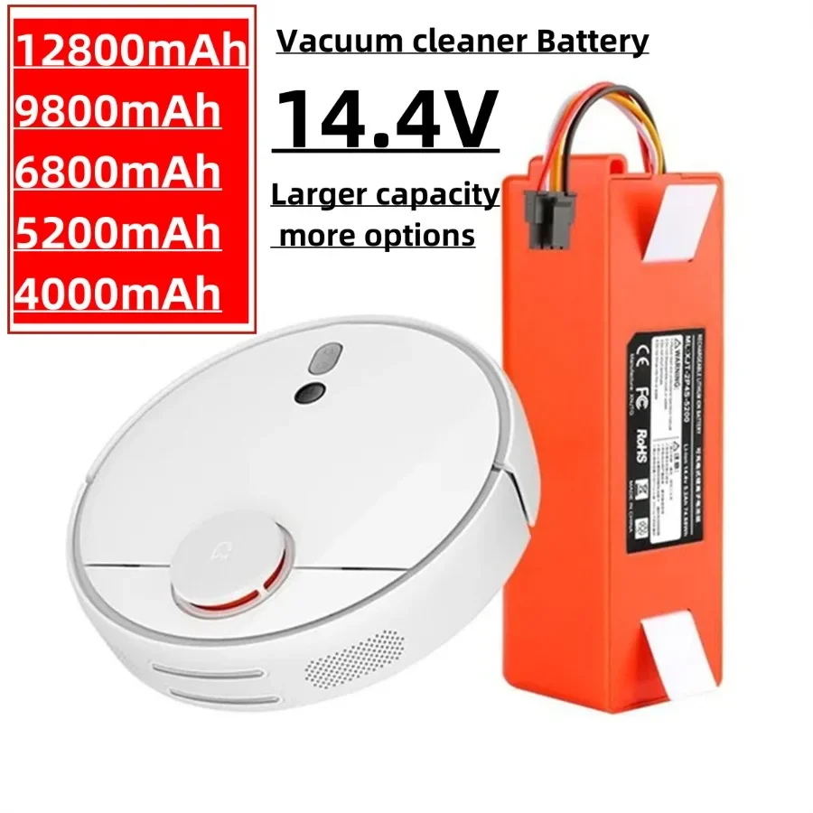 Replacement Battery for Xiaomi Roborock, Robotic Vacuum Cleaner, S55, S60, S65, S50, S51, S5 MAX, S6 Parts, 14.4V, 12800mAh 2
