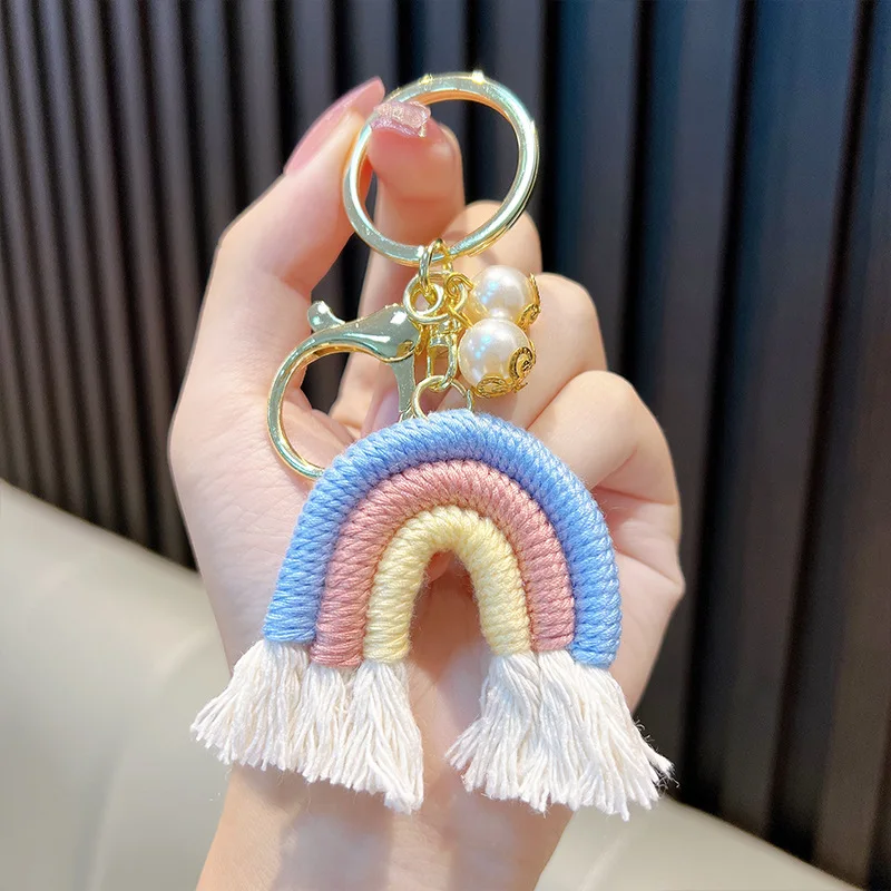 Portachiavi con perline in silicone BAOSIWA, bracciale arcobaleno, per