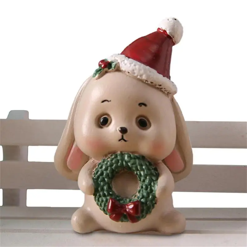 

Christmas Mini Animals Statue Miniature Bunny Snowman Figurines Model Small Fairy Garden Accessories For Indoor And Outdoor