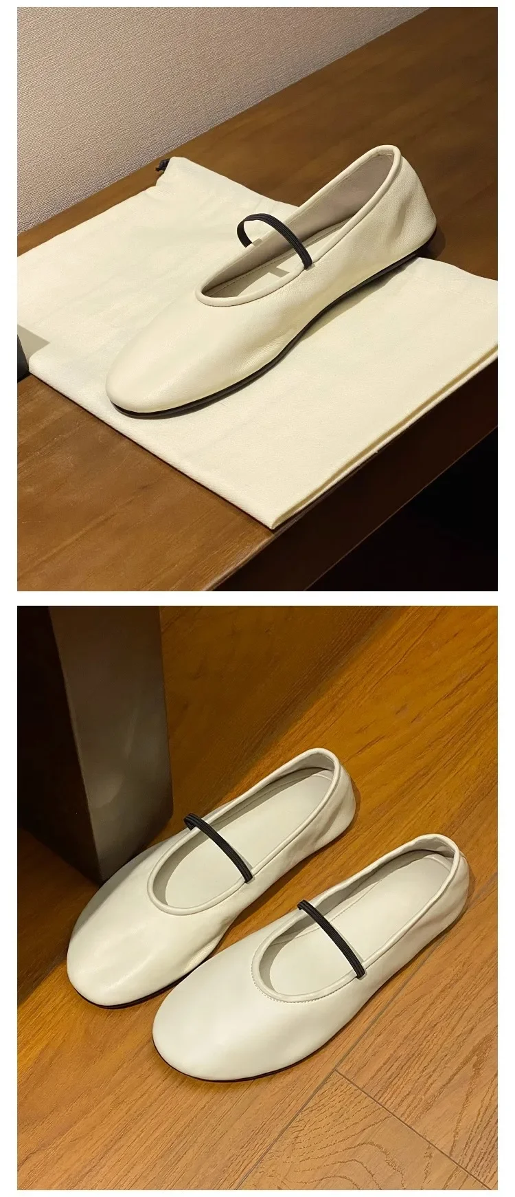 Damen-Singles-Schuhe mit weichem Oberteil und runder Spitze. Neue flache Schuhe mit flachem Mund. Modische Mary Jane-Flach. Bequeme, lässige Damenschuhe – Detail 5