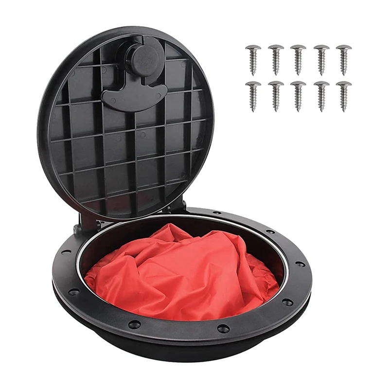 

6Inch Deck Plate Kit Kayak Deck Hatch With Storage Bag For Kayak Boat Fishing Rigging Black