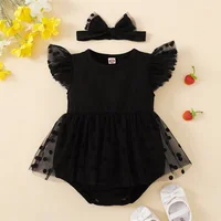 Baby Mädchen Strampler Kleid mit Fliegenärmeln