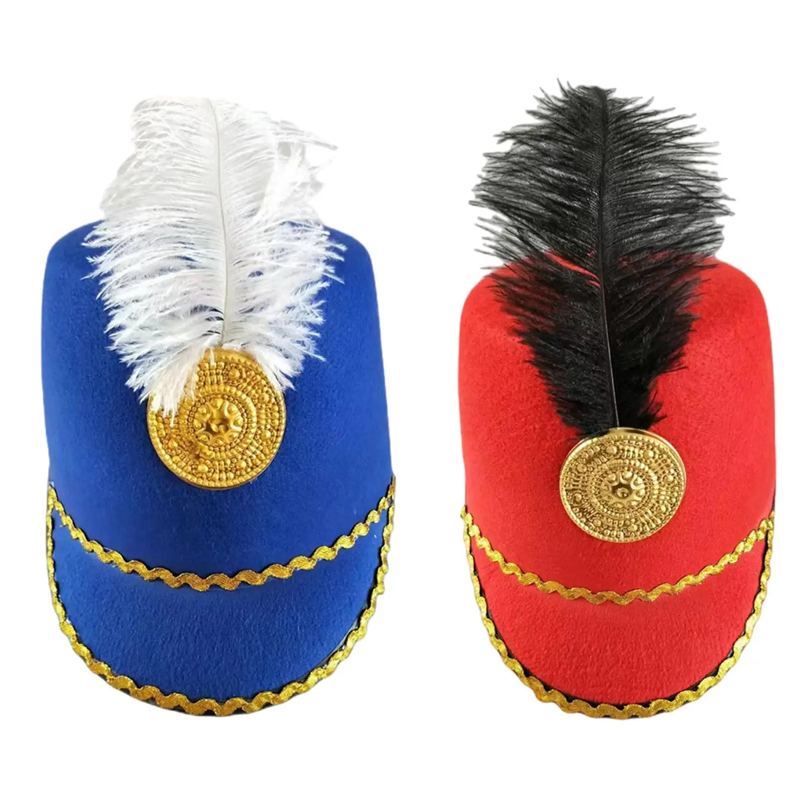 American Marching Band Hat Novelty Uniform Hat Soldier Hat Stylish with Feather for Dress up Cosplay Carnival Festival Role Play