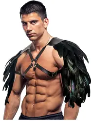 Medieval Fantasy Leather Feathered Shoulder Guard Harness - One Size (Style A 1PCS)