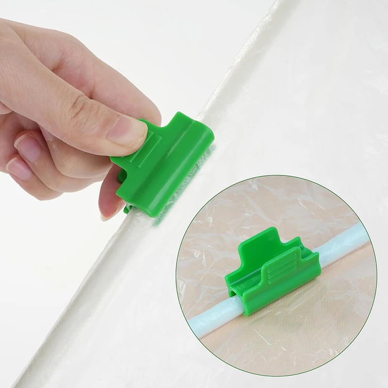 10pcs Greenhouse Film Clamps Garden Tarpaulin Netting Tunnel Hoop Pipe Clamp Shed Row Cover Shading Frame Support Planting Tools