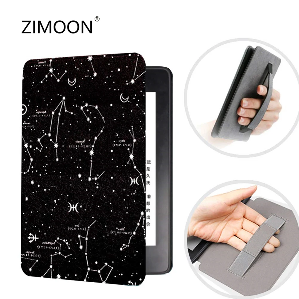 For Kindle 11th Smart Case with Hand Strap Painted PU Leather Cover for Kindle 11th C2V2L3 2022 Magnetic Protective Slimshell