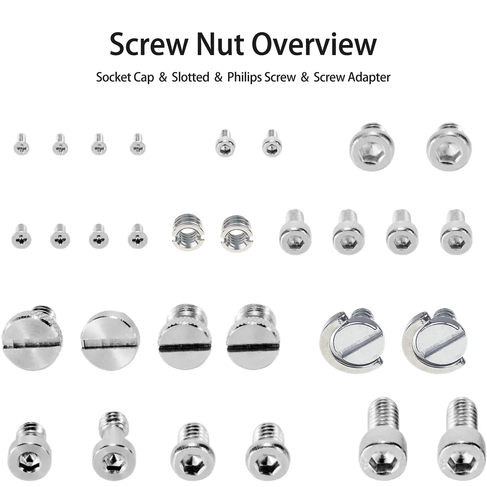 30개 카메라 나사 삼각대 나사 어댑터 팩 1/4, 3/8, M2, M2.5, M3, M4 퀵 릴리스 플레이트 마운트