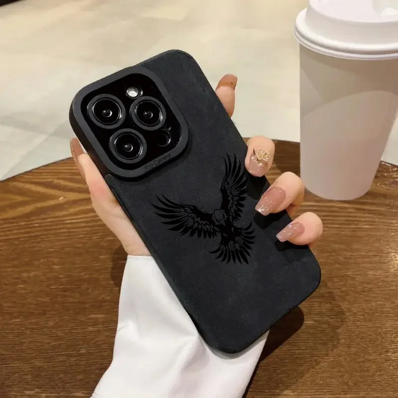Black Eagle Pattern Soft TPU Phone Case - Sleek and Stylish Back Cover