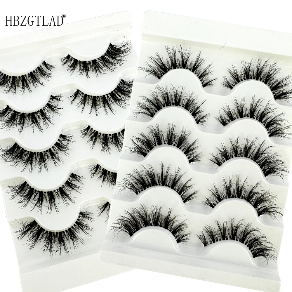 

NEW 5pairs Mink Eyelashes Clear Band Eye Lashes Crisscross Transparent Band False Eyelashes Handmade Dramatic Lashes Upper Lash