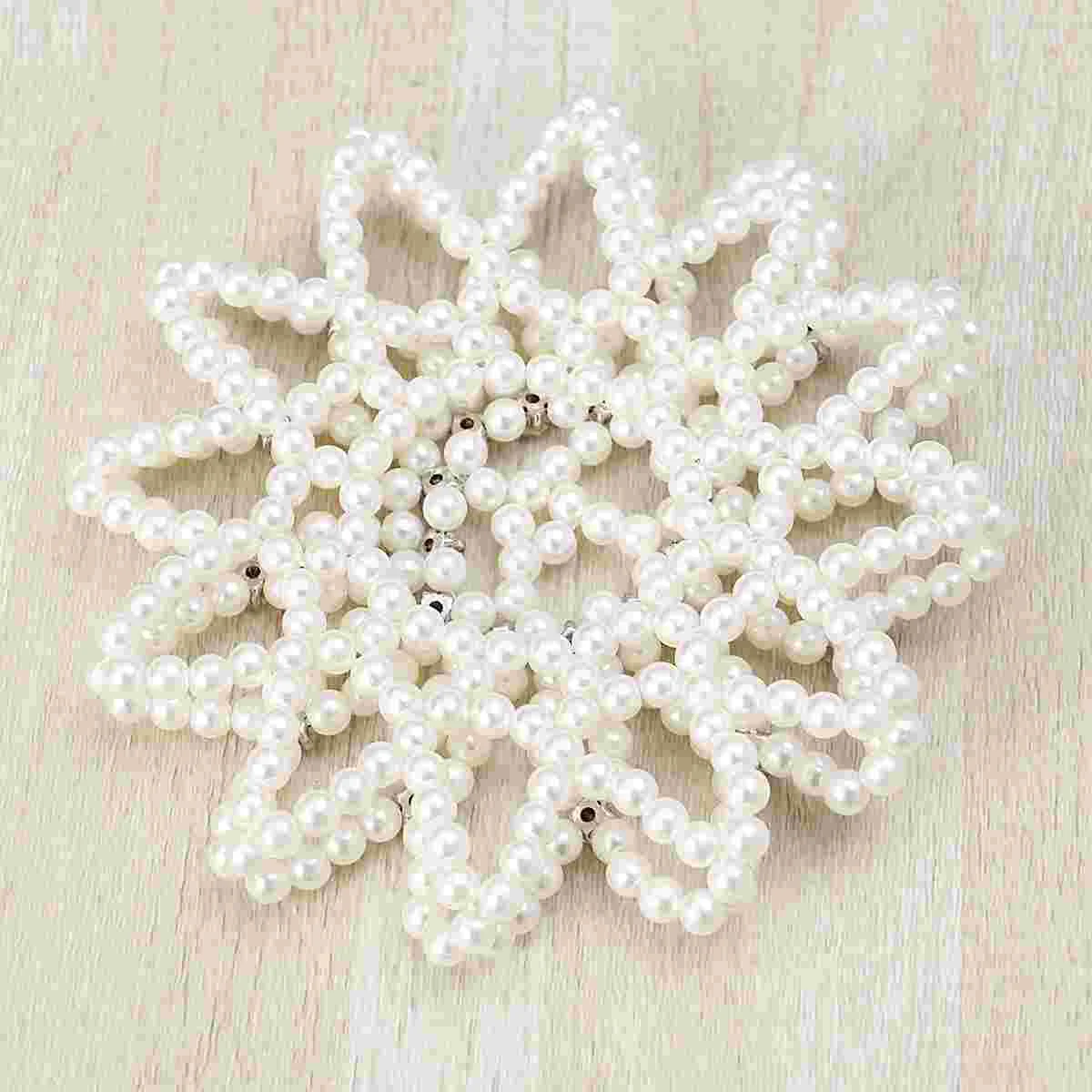 

Elastic Hair Bun Cover Crochet Pearl Hair Net Ballet Dance Skating Snood Net Ornament for ( White )