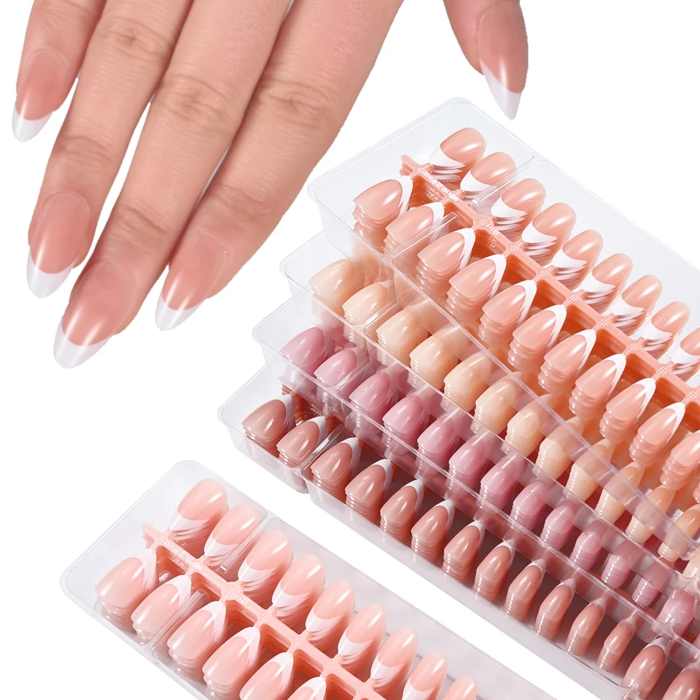 Lot De 240 Faux Ongles Type French Manucure - Marque MWOOT, Finition Brillante, Rose - Neuf Sous Blister