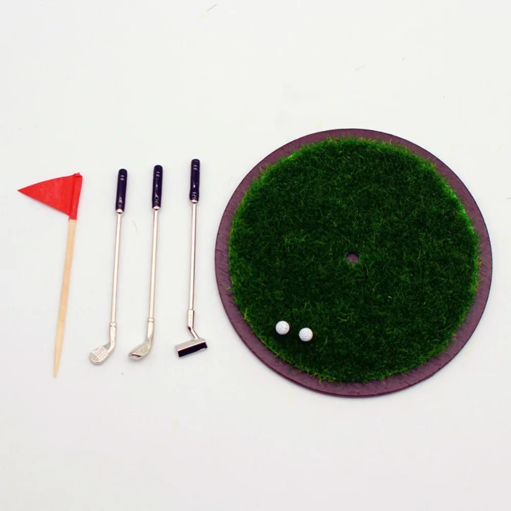 7pcs Miniature Simulated Golf Club Set Decorative House Props Life Scene Toy Scene Model Doll Accessories Dollhouse