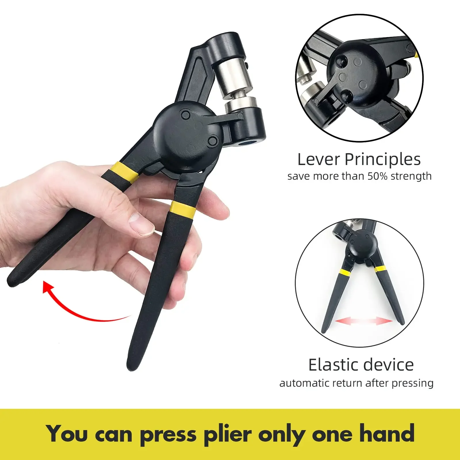 Grommet Tool Kit 3/8 Inch Handheld Eyelet Kit Manual Grommet Press Machine with 500 Pcs 10 Mm Grommets Manual Eyelet Kits 4
