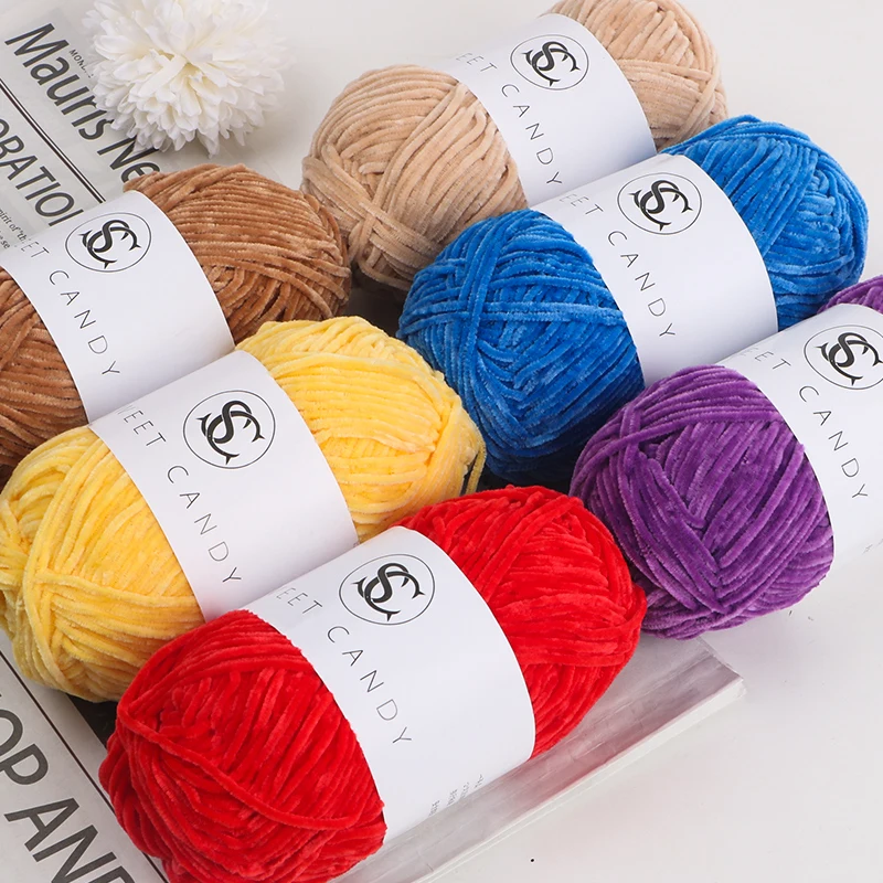 Golden Velvet Wool Ball Golden Silk Edelweiss Intrecciato A Mano Materiale Fai Da Te Ciondolo Bambola 40G 148 M/Set Di Lana Di Ciniglia 2Mm