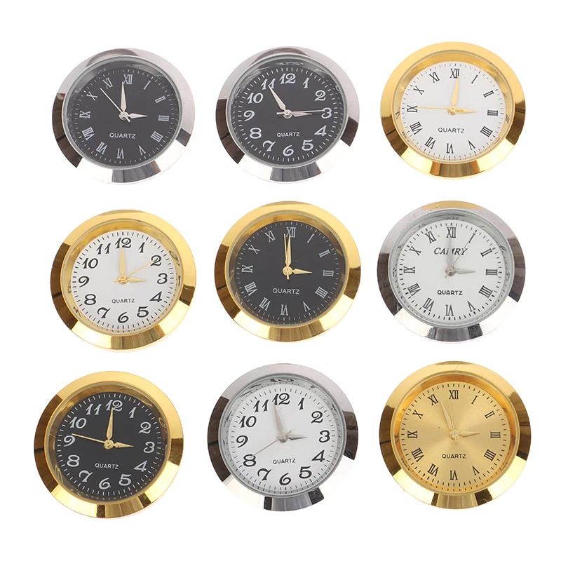 Retro 24/35mm Quartz Glass Mirror Clock Watch Head Movement Round Clocks Head Mosaic Roman Number Little Clock DIY Process Parts