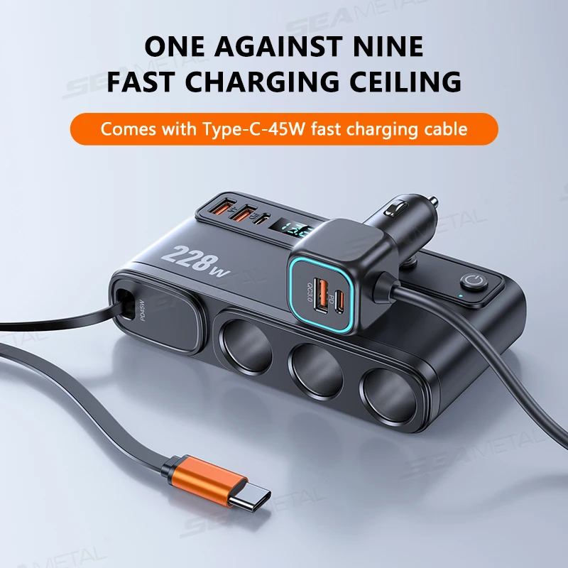 Car USB Charger Adapter Fast Charge Cigarette Lighter Splitter