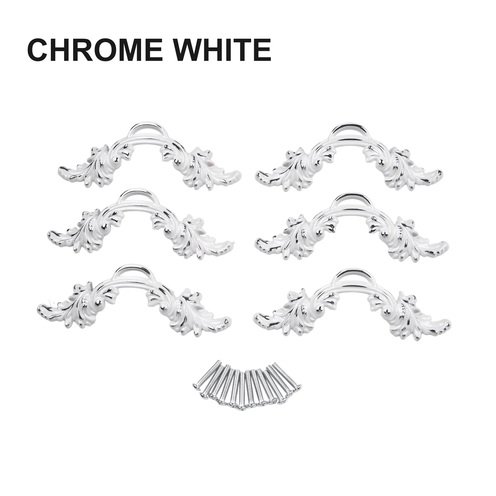 Description Picture 4 of item6pcs Cabinet Handles Carved Wardrobe Handle Drawer Knobs Kitchen Cupboard Door Pulls White European Furniture Handle Hardware