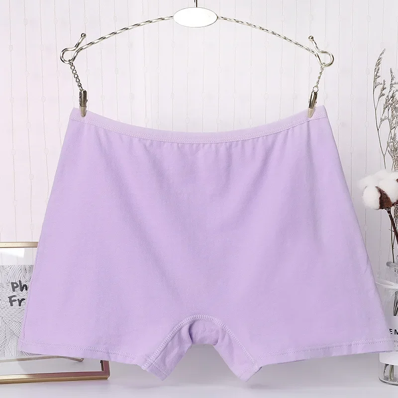 6pcs Cotton Women's High Waist Panties Boxer Underwear Solid Color Lady Plus Size Briefs Shorts Underwear