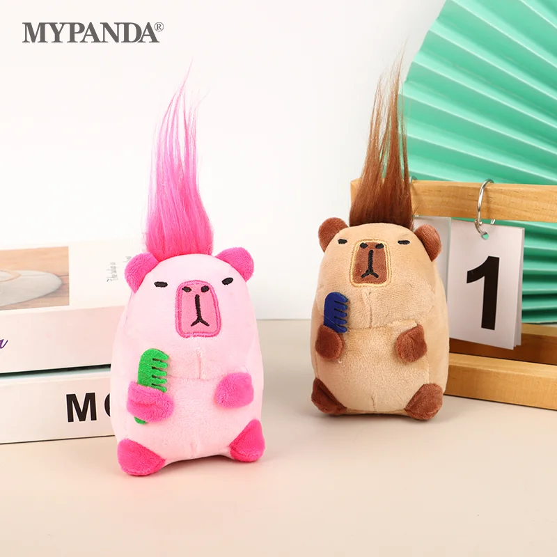 

Cute Capybara Keychain Plush Toy Doll Guinea Pig Pendant Keyring Fried Hair Doll Pendant Car Backpack Charms Bag Decor Accessory