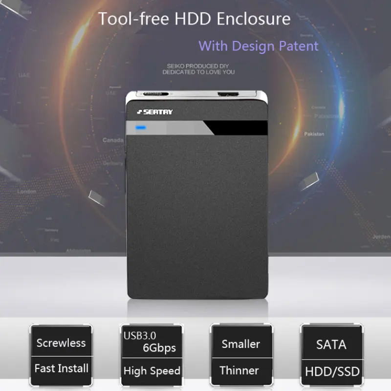 Tool free USB3.0 to SATA III 6Gbps External 2.5 inch HDD Enclosure SSD disk case for laptop/Mac/PC HDD Hard Disk Case with lock,hdd enclosure